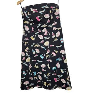 Red Herring black strapless dress lipstick shoes purses print black Size 14